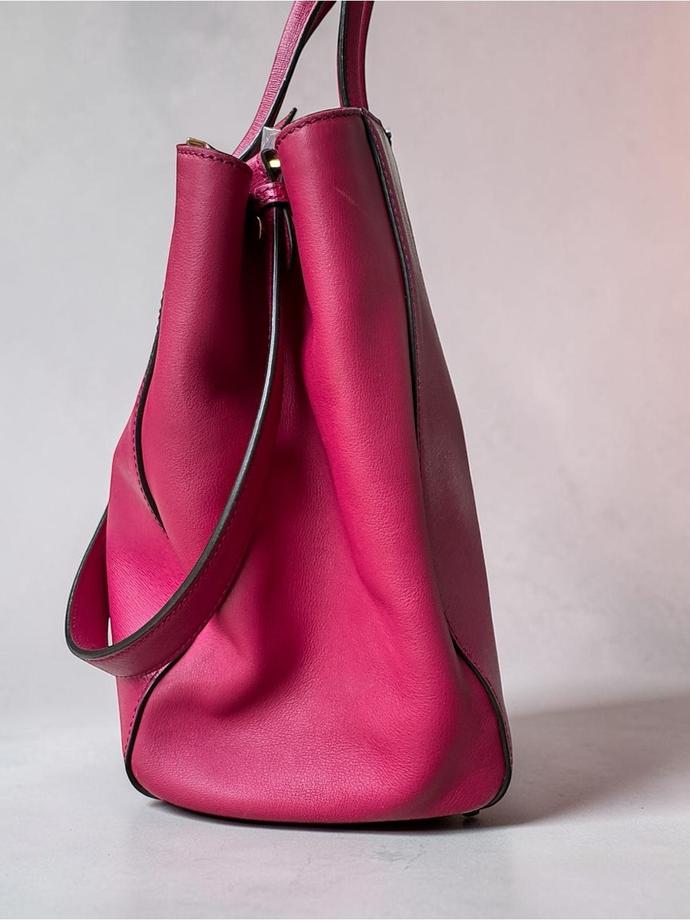 Fendi Pink 2Jours Saffiano Leather Top-Handle Bag Tote Crossbody Shoulder Bag - Picture 6 of 8